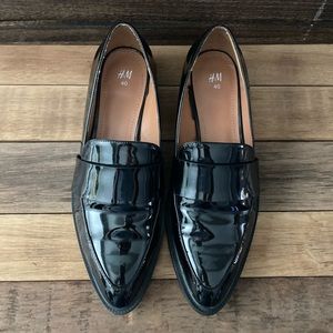 H&M Black Patent Leather Loafers